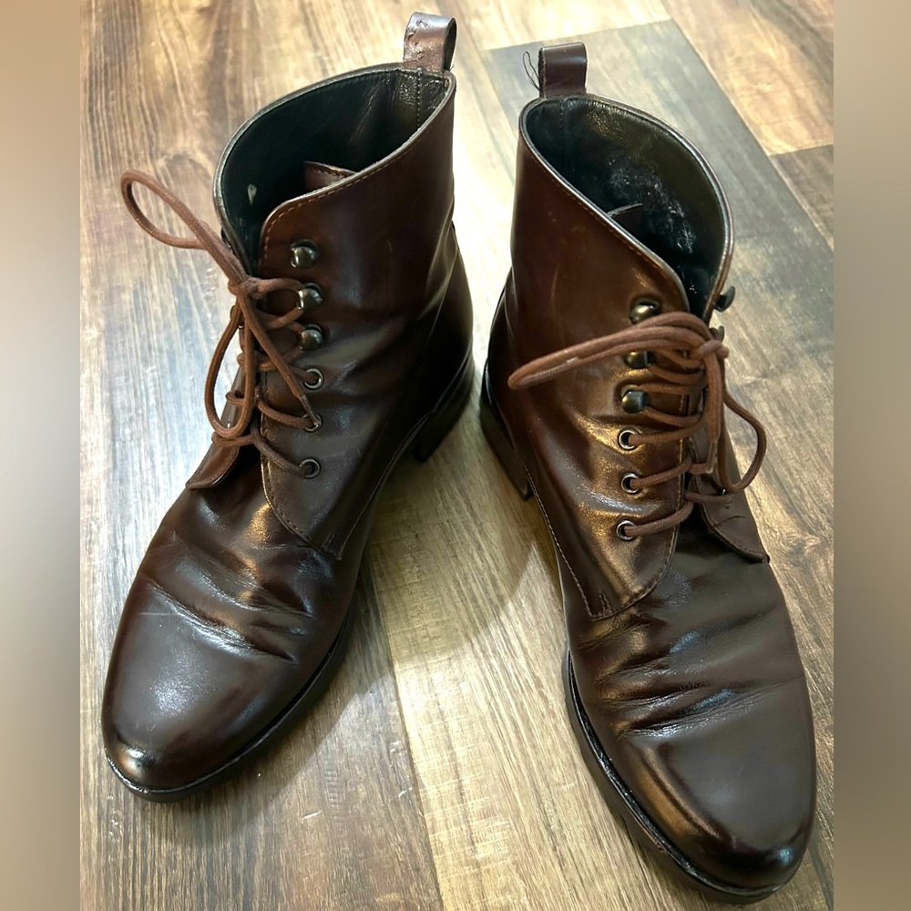 Jenny B Leather Chukka Womens Brown Boots Size 6.5, Made in Italy